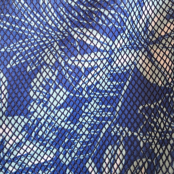 RED Saks Fifth Avenue Blue Tropical Botanical Fit & Flare Dress - V-Neck Mini - Picture 5 of 10